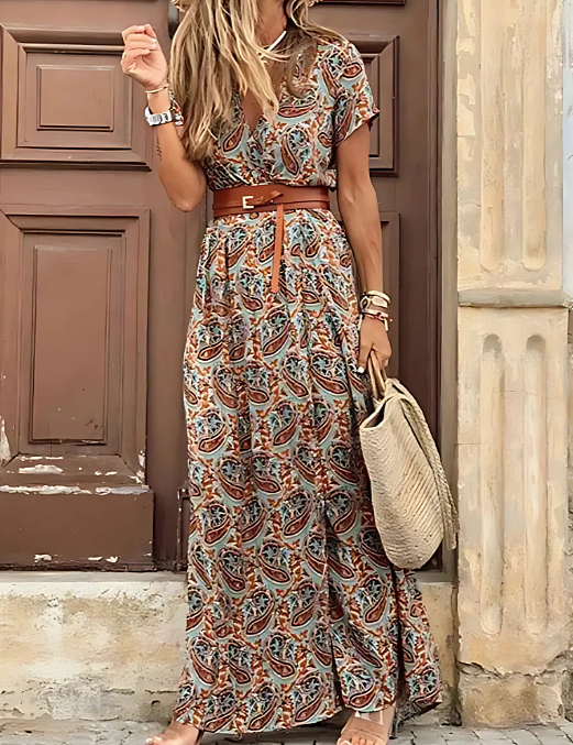 Women Maxi Dress | Dress With Belt-Women Dress-Homefinn