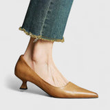 Women's Solid Pointed Toe Pumps | Mid Heel Slip On Office Wear