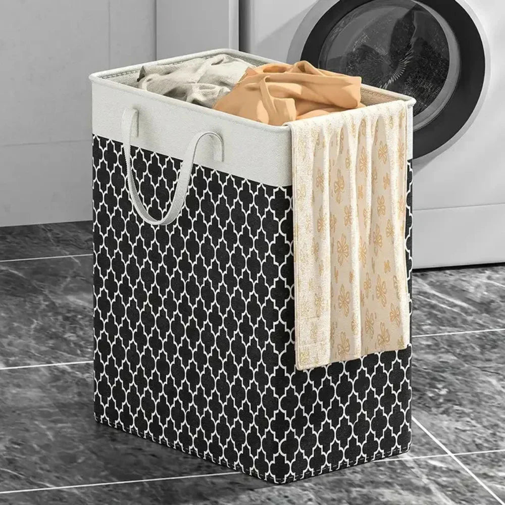 75L Waterproof Laundry Basket | Foldable Fabric Clothes Hamper with Handles