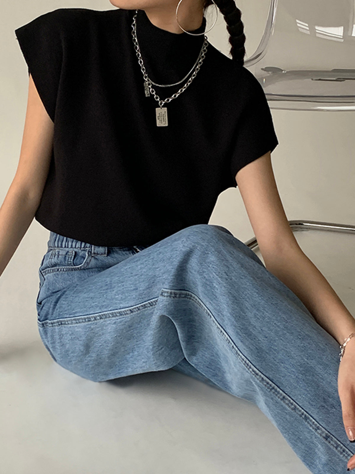 Women Mock Neck Top | Short Sleeve T-Shirt-Women Top-Homefinn