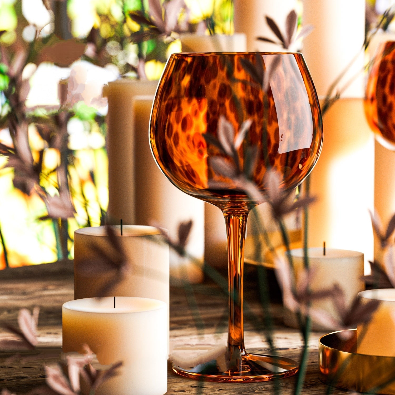 Leopard Pattern Wine Glass | Stemmed Beverage Glass Dining Use-Glass-Homefinn