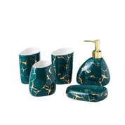 Marble Pattern Bathroom Accessory Set | Matching Dispenser Storage Countertop Use-Bathroom Accessory Set-Homefinn