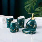 Marble Pattern Bathroom Accessory Set | Matching Dispenser Storage Countertop Use