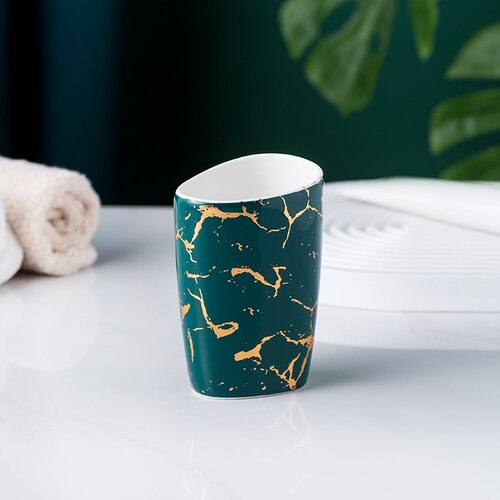 Marble Pattern Bathroom Accessory Set | Matching Dispenser Storage Countertop Use-Bathroom Accessory Set-Homefinn