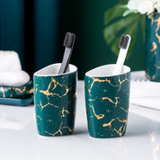 Marble Pattern Bathroom Accessory Set | Matching Dispenser Storage Countertop Use-Bathroom Accessory Set-Homefinn