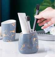 Marble Pattern Bathroom Accessory Set | Matching Dispenser Storage Countertop Use-Bathroom Accessory Set-Homefinn