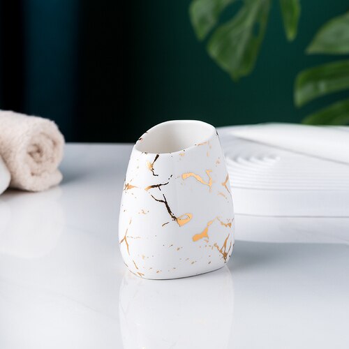 Marble Pattern Bathroom Accessory Set | Matching Dispenser Storage Countertop Use-Bathroom Accessory Set-Homefinn