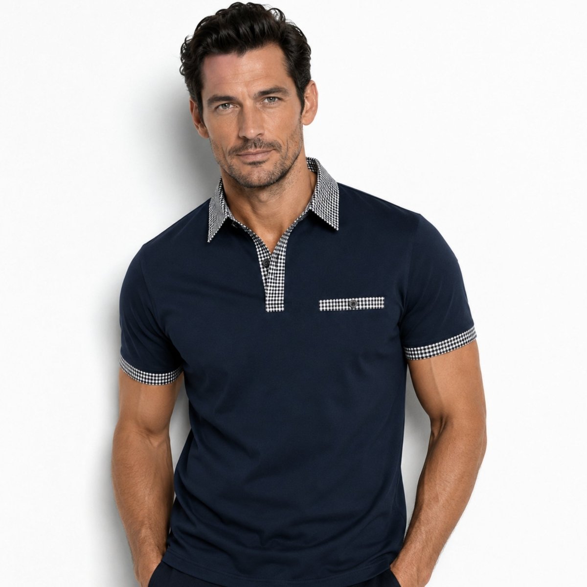 Men Polo Shirt | Contrast Trim Short Sleeve Casual Wear-Men Polo Shirt-Homefinn