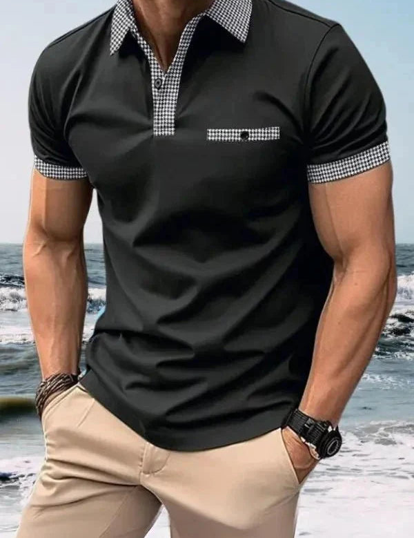 Men Polo Shirt | Contrast Trim Short Sleeve Casual Wear-Men Polo Shirt-Homefinn