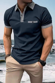 Men Polo Shirt | Contrast Trim Short Sleeve Casual Wear-Men Polo Shirt-Homefinn