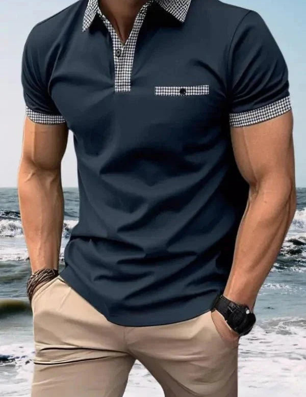 Men Polo Shirt | Contrast Trim Short Sleeve Casual Wear-Men Polo Shirt-Homefinn