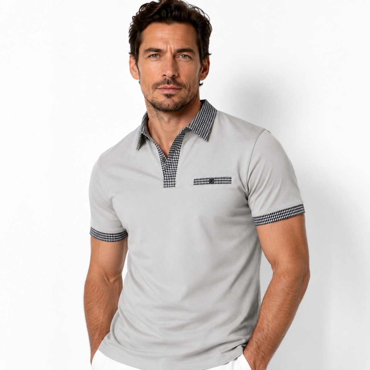 Men Polo Shirt | Contrast Trim Short Sleeve Casual Wear-Men Polo Shirt-Homefinn