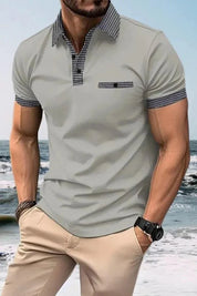 Men Polo Shirt | Contrast Trim Short Sleeve Casual Wear-Men Polo Shirt-Homefinn