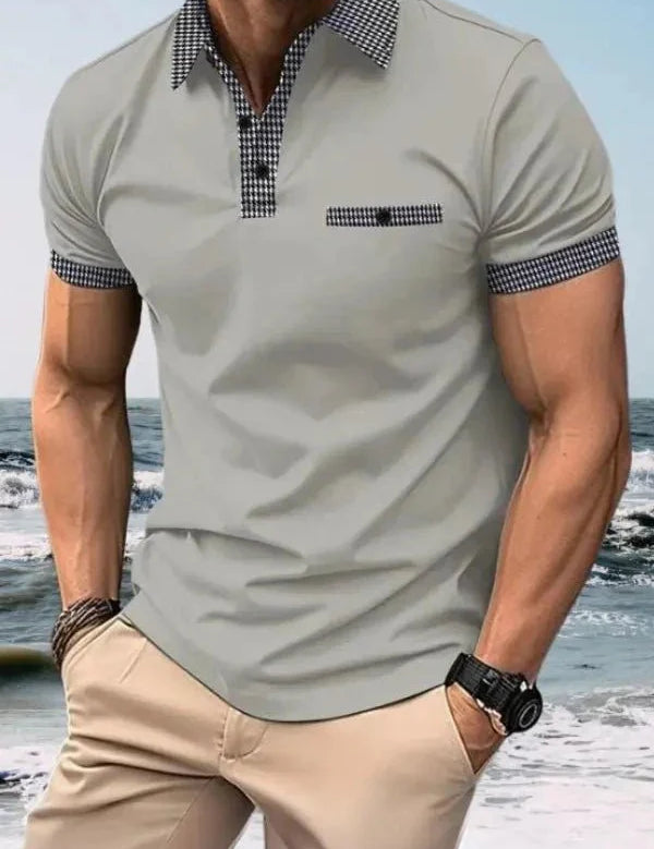 Men Polo Shirt | Contrast Trim Short Sleeve Casual Wear-Men Polo Shirt-Homefinn