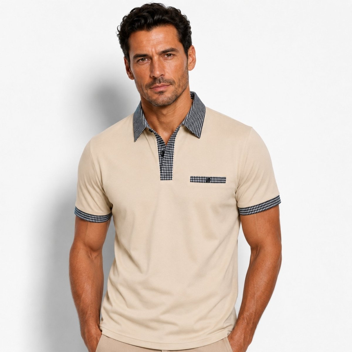 Men Polo Shirt | Contrast Trim Short Sleeve Casual Wear-Men Polo Shirt-Homefinn