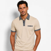 Men Polo Shirt | Contrast Trim Short Sleeve Casual Wear-Men Polo Shirt-Homefinn