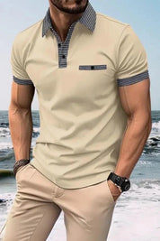 Men Polo Shirt | Contrast Trim Short Sleeve Casual Wear-Men Polo Shirt-Homefinn