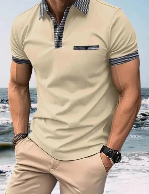 Men Polo Shirt | Contrast Trim Short Sleeve Casual Wear-Men Polo Shirt-Homefinn