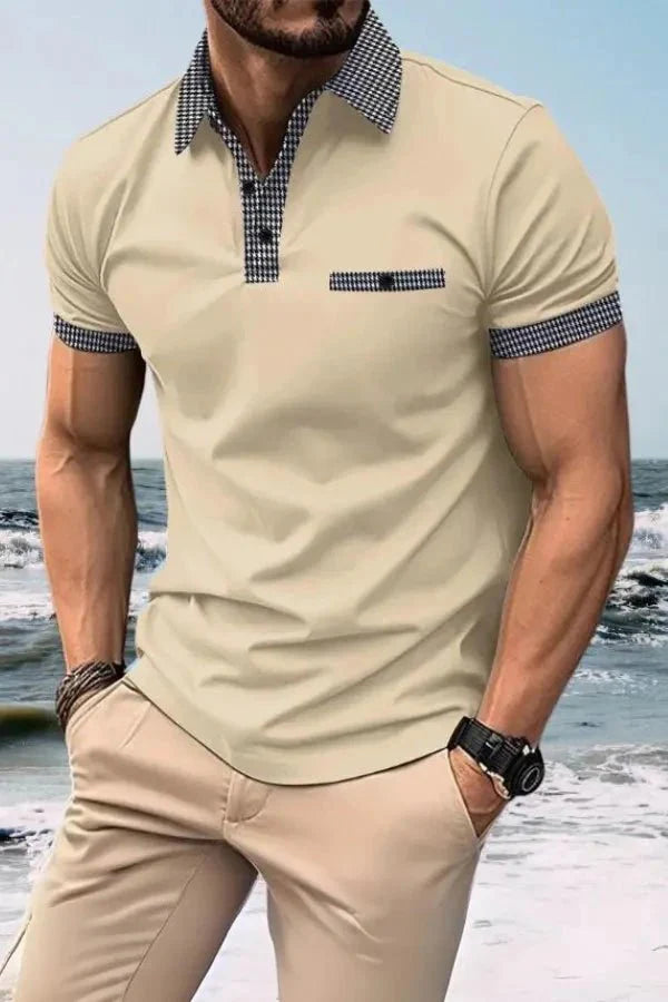 Men Polo Shirt | Contrast Trim Short Sleeve Casual Wear-Men Polo Shirt-Homefinn