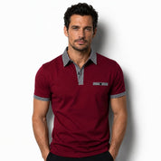 Men Polo Shirt | Contrast Trim Short Sleeve Casual Wear-Men Polo Shirt-Homefinn