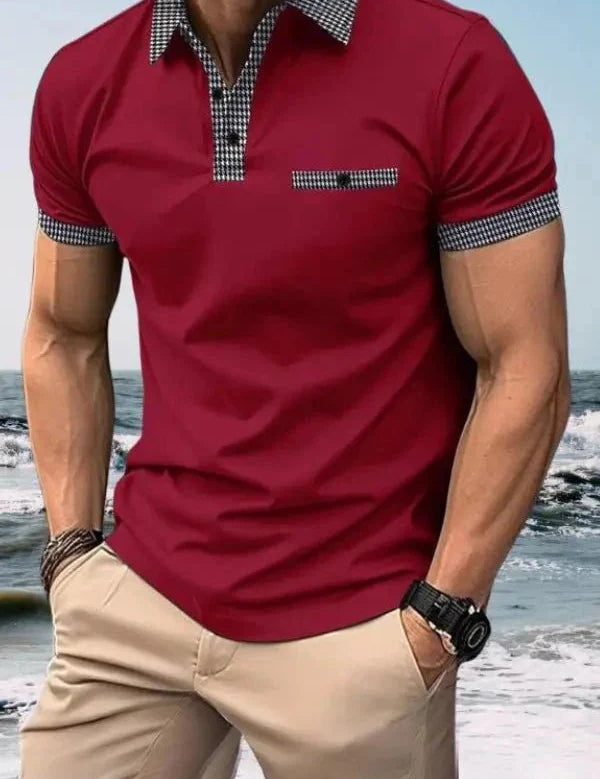 Men Polo Shirt | Contrast Trim Short Sleeve Casual Wear-Men Polo Shirt-Homefinn