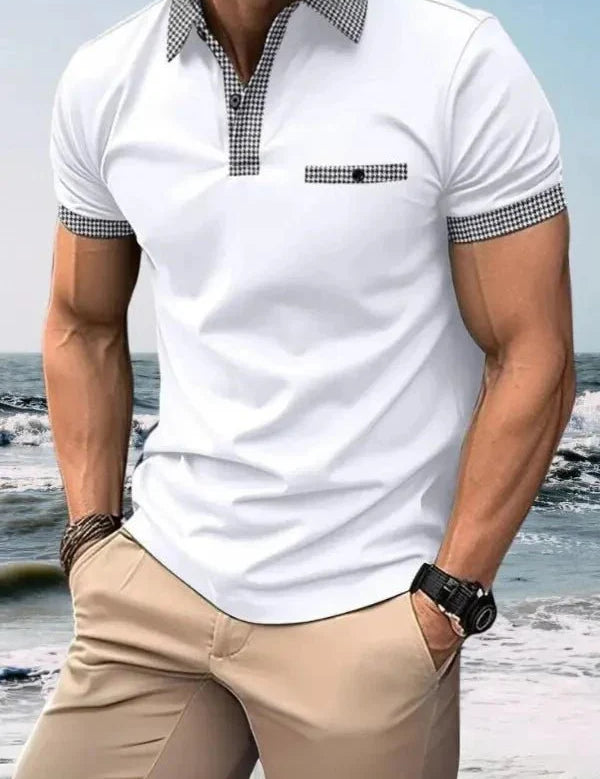Men Polo Shirt | Contrast Trim Short Sleeve Casual Wear-Men Polo Shirt-Homefinn
