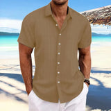 Men's Striped Shirt | Button Front Short Sleeve Holiday Wear