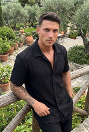 Men's Textured Shirt | Button Front Short Sleeve Casual Wear