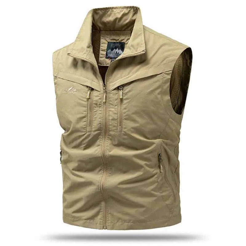 Men Utility Vest | Zip Front Multi Pocket Outdoor Wear-Men Vest-Homefinn