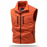 Men Utility Vest | Zip Front Multi Pocket Outdoor Wear