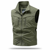 Men Utility Vest | Zip Front Multi Pocket Outdoor Wear