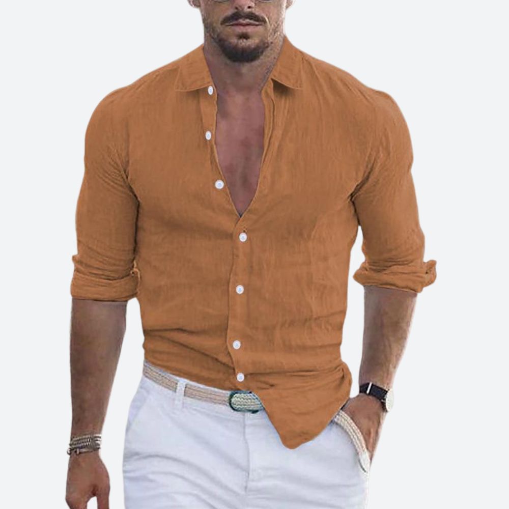 Men's Casual Plain Shirt | Button Front Long Sleeve Everyday Wear