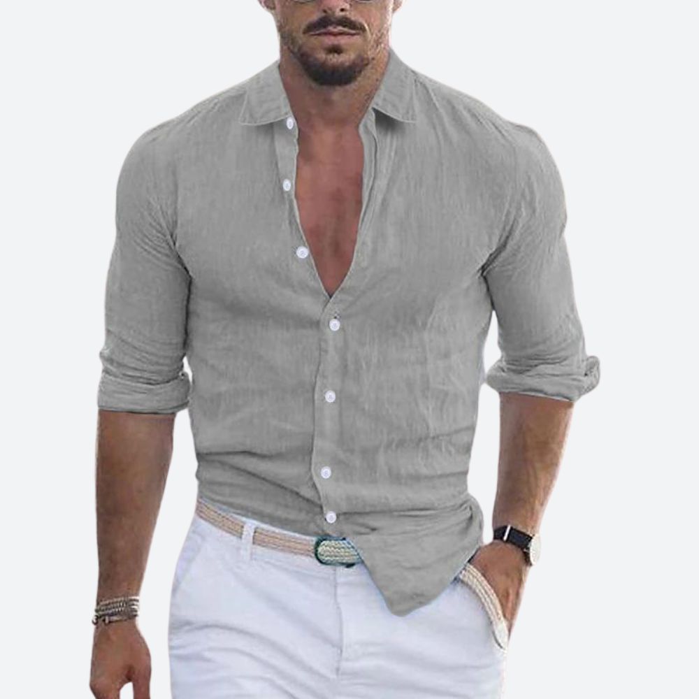 Men's Casual Plain Shirt | Button Front Long Sleeve Everyday Wear