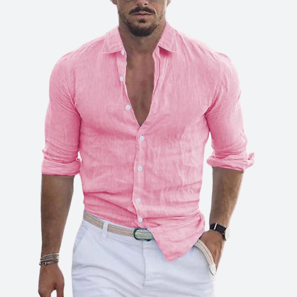 Men's Casual Plain Shirt | Button Front Long Sleeve Everyday Wear