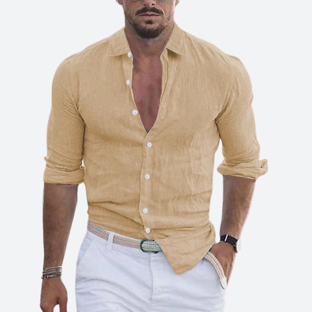 Men's Casual Plain Shirt | Button Front Long Sleeve Everyday Wear