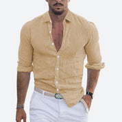 Men's Casual Plain Shirt | Button Front Long Sleeve Everyday Wear