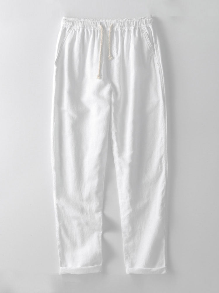 Men's Casual Plain Shirt And Trousers Set | Button Front Drawstring Holiday Wear