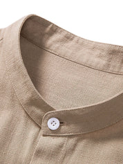Men's Casual Plain Shirt And Trousers Set | Button Front Drawstring Holiday Wear