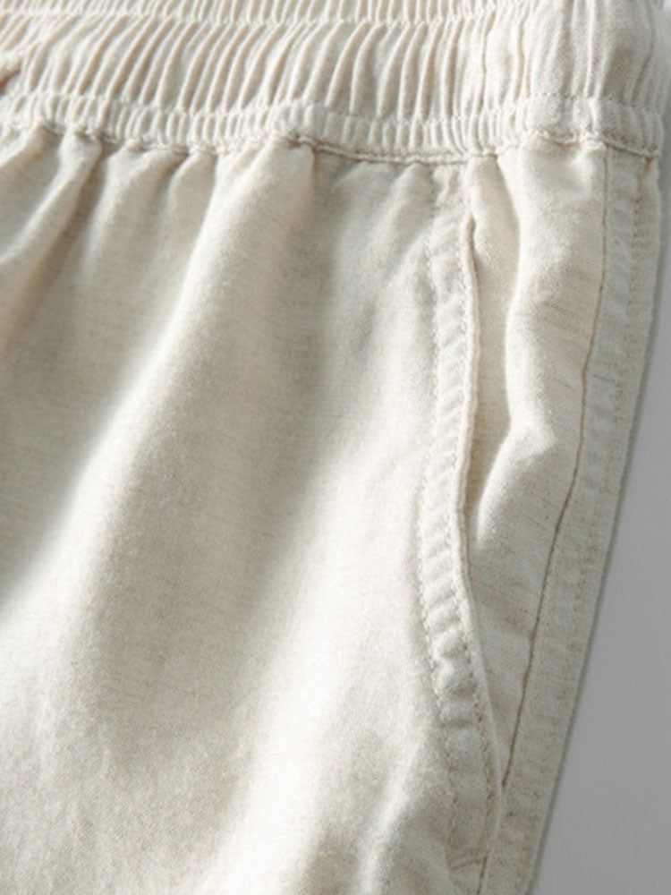 Men's Casual Plain Shirt And Trousers Set | Button Front Drawstring Holiday Wear