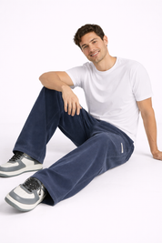 Men's Casual Plain Trousers | Straight Leg Side Pockets Everyday Wear