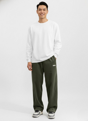 Men's Casual Plain Trousers | Straight Leg Side Pockets Everyday Wear