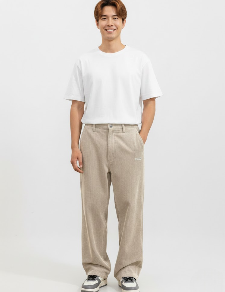 Men's Casual Plain Trousers | Straight Leg Side Pockets Everyday Wear