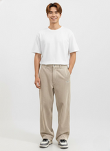 Men's Casual Plain Trousers | Straight Leg Side Pockets Everyday Wear