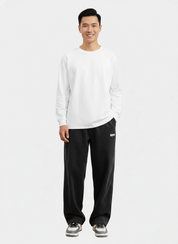 Men's Casual Plain Trousers | Straight Leg Side Pockets Everyday Wear