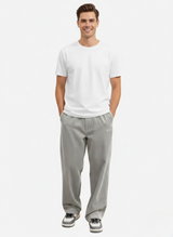 Men's Casual Plain Trousers | Straight Leg Side Pockets Everyday Wear