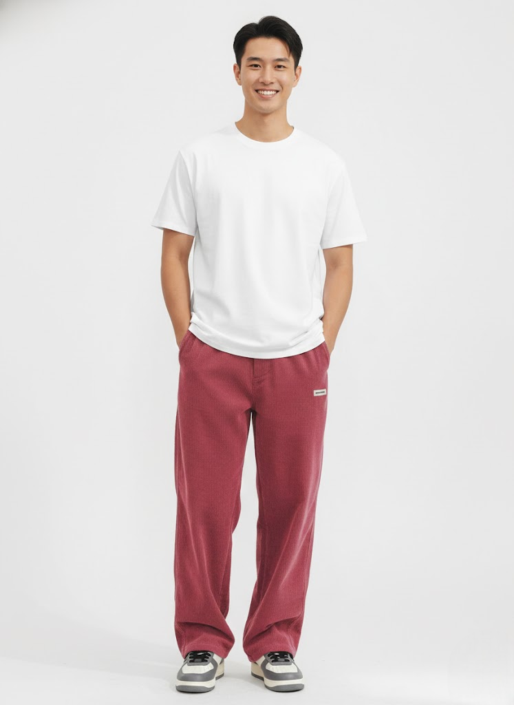 Men's Casual Plain Trousers | Straight Leg Side Pockets Everyday Wear