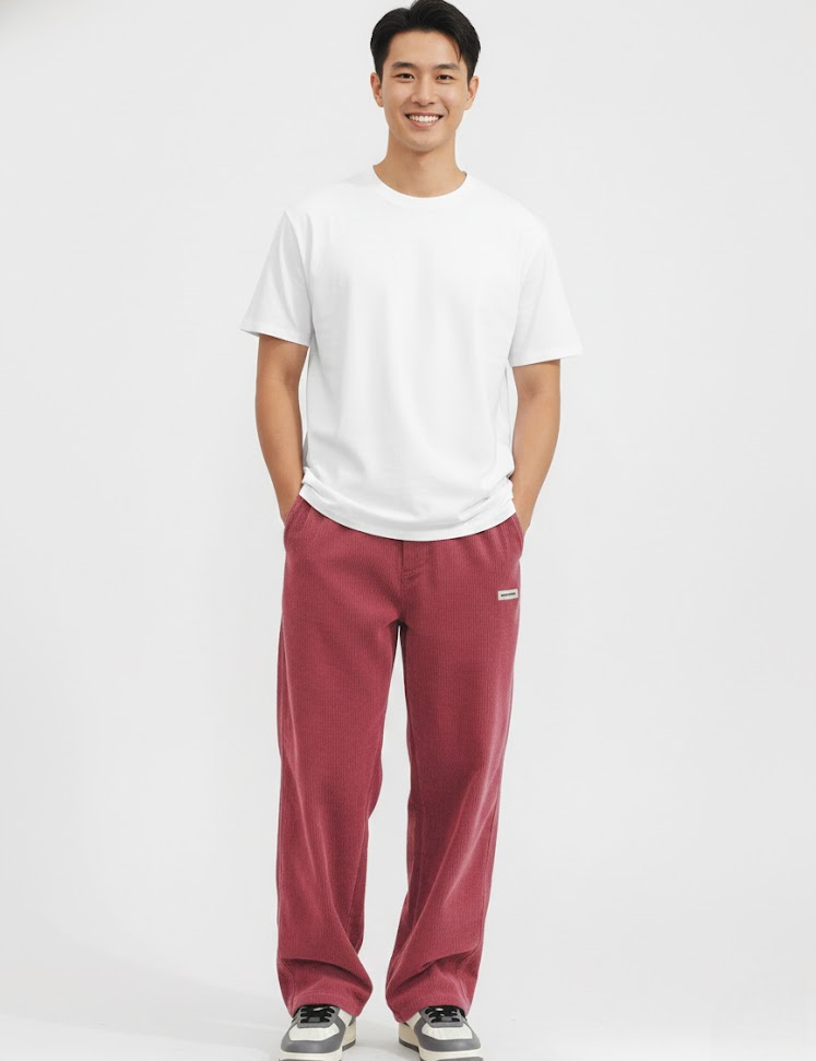 Men's Casual Plain Trousers | Straight Leg Side Pockets Everyday Wear