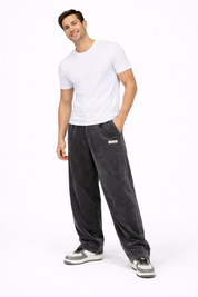 Men's Casual Plain Trousers | Straight Leg Side Pockets Everyday Wear