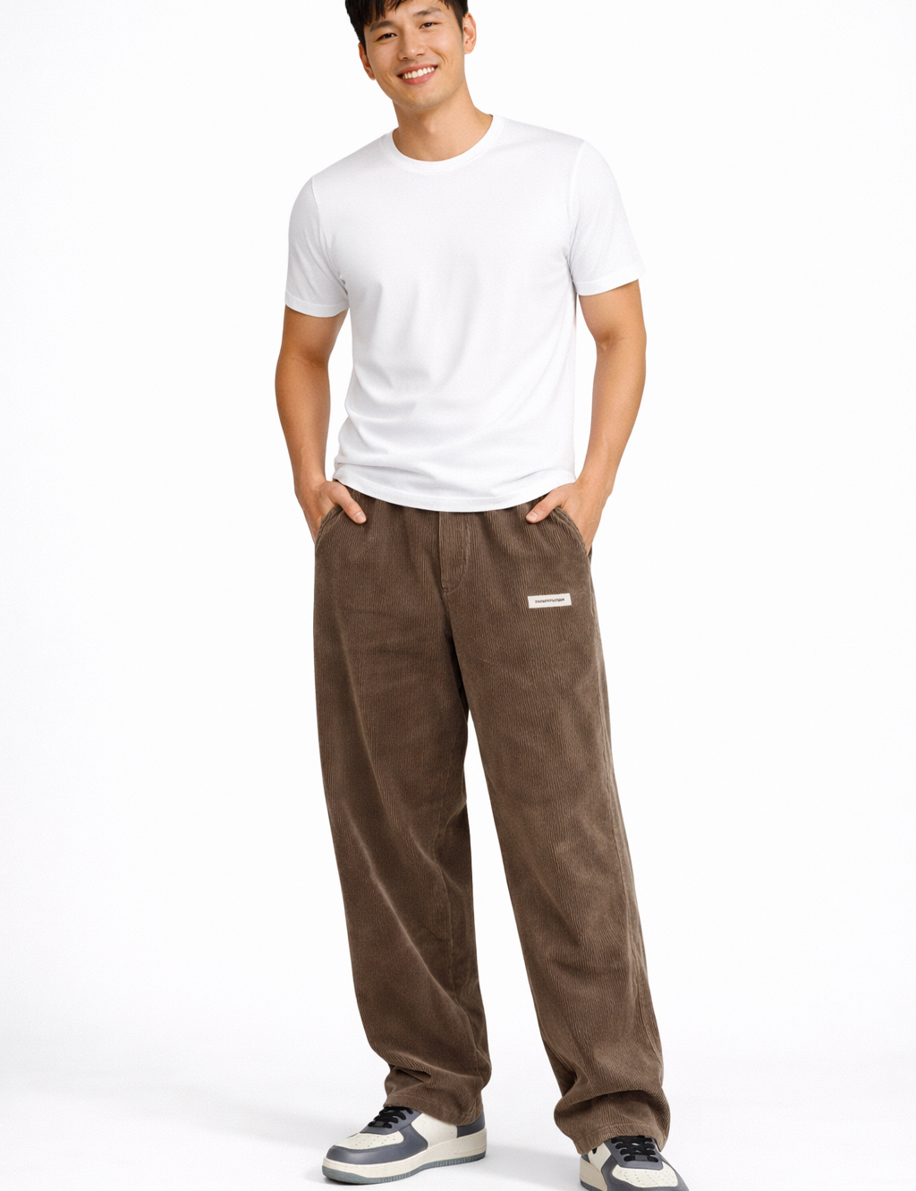 Men's Casual Plain Trousers | Straight Leg Side Pockets Everyday Wear