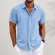 Men's Solid Casual Shirt | Button Front Short Sleeves Everyday Wear-Men Shirt-Homefinn